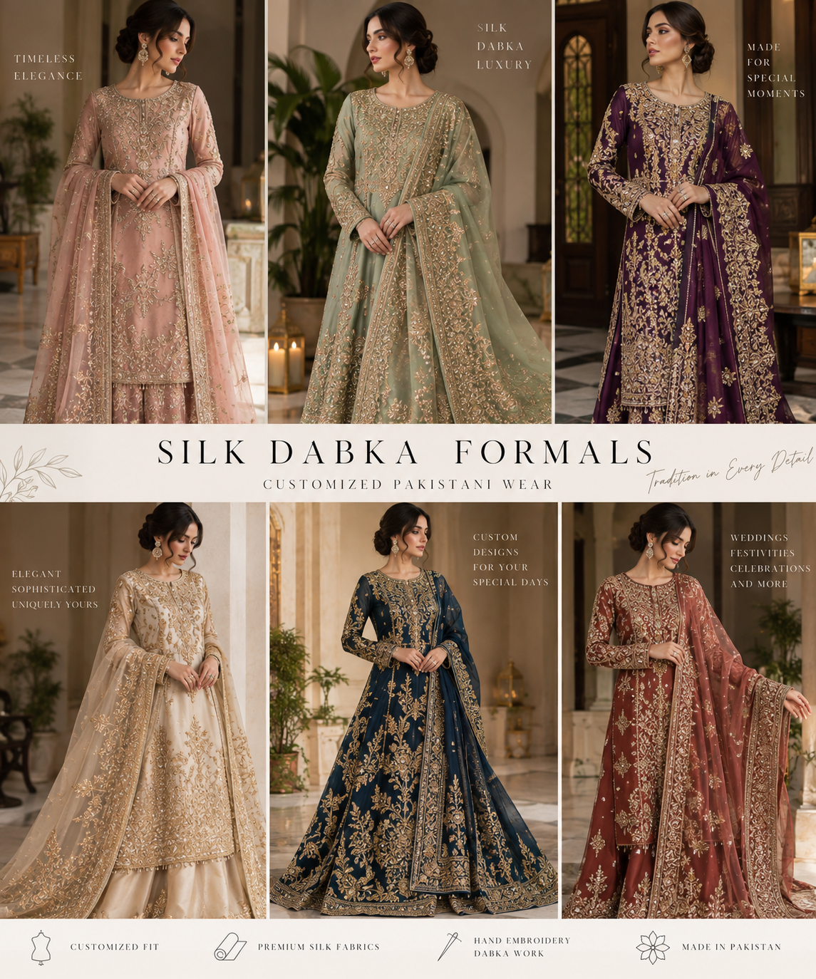 Luxury Pakistani Heavy Formal Dresses | Dabka & Zardozi Work